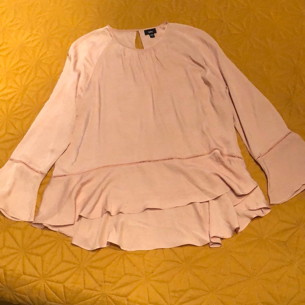 Women’s high/low peasant silk like blouse